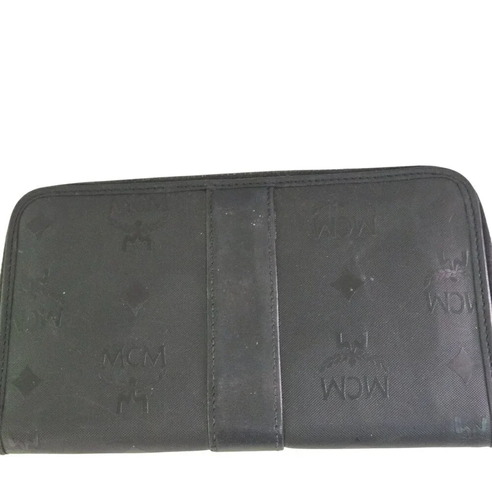 MCM Vintage Visetos Logo Coated/Leather Zip Around Wallet Serial B0635